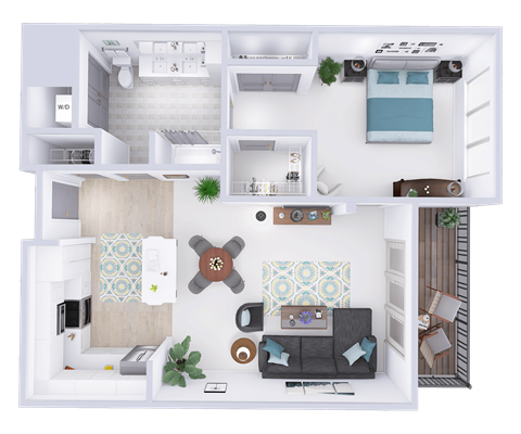 a floor plan of a house with a bedroom and a living room
